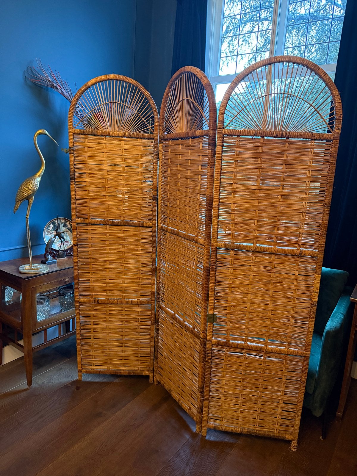 Prachtig Vintage rotan kamerscherm, Huis en Inrichting, Ophalen, Gebruikt
