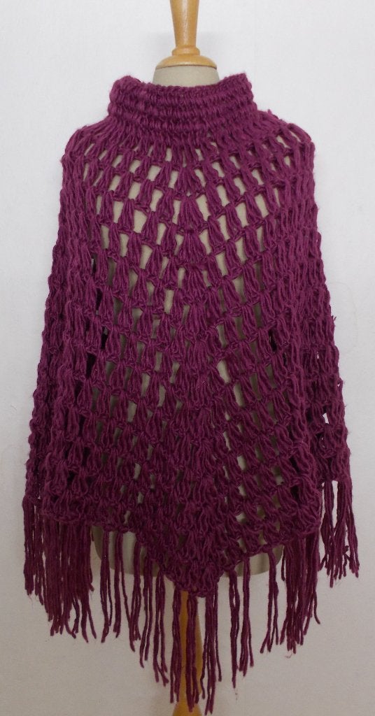 Aparte paarse poncho! L, Verzenden, Zo goed als nieuw, Maat 42/44 (L), Paars