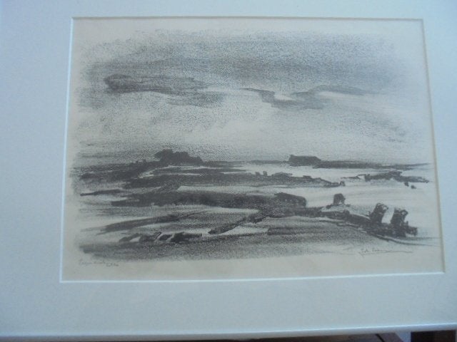 De Ploeg - Johan Faber - Litho (eigen druk) van het wad, Ophalen, Landschappen, Lithografie