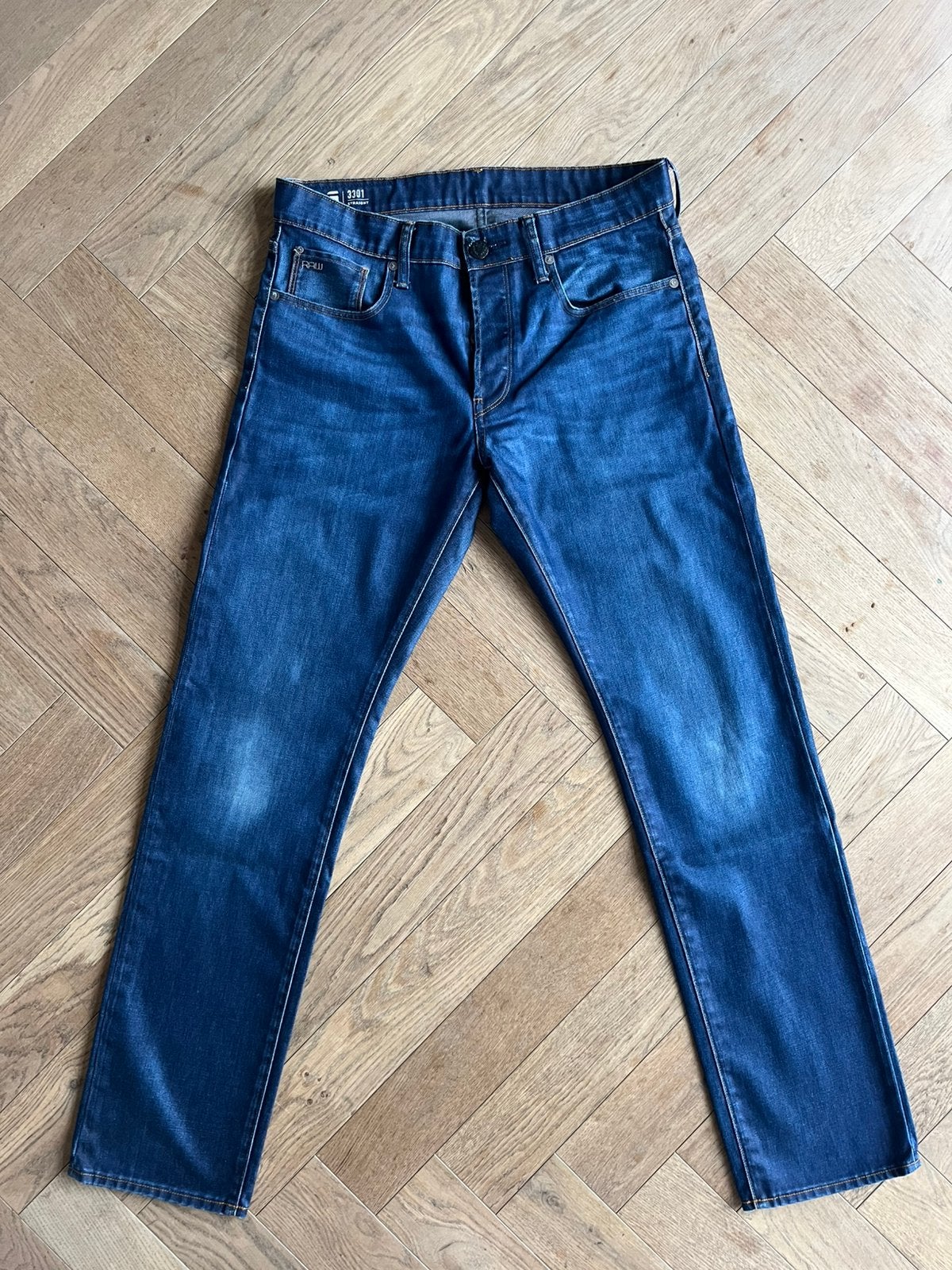 G- star RAW straight 3301 Z.G.A.N W33 L34, Ophalen of Verzenden, Zo goed als nieuw, Blauw, W33 - W34 (confectie 48/50)