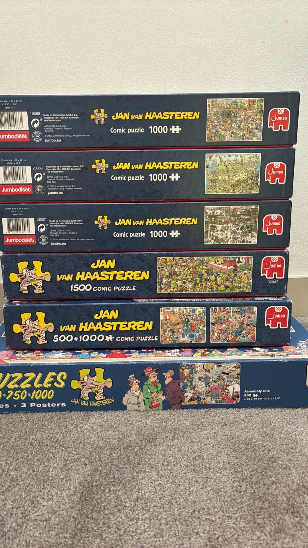 Jan van Haasteren puzzels waarvan 1 stukje ontbreekt, Hobby en Vrije tijd, Denksport en Puzzels, Ophalen, 500 t/m 1500 stukjes