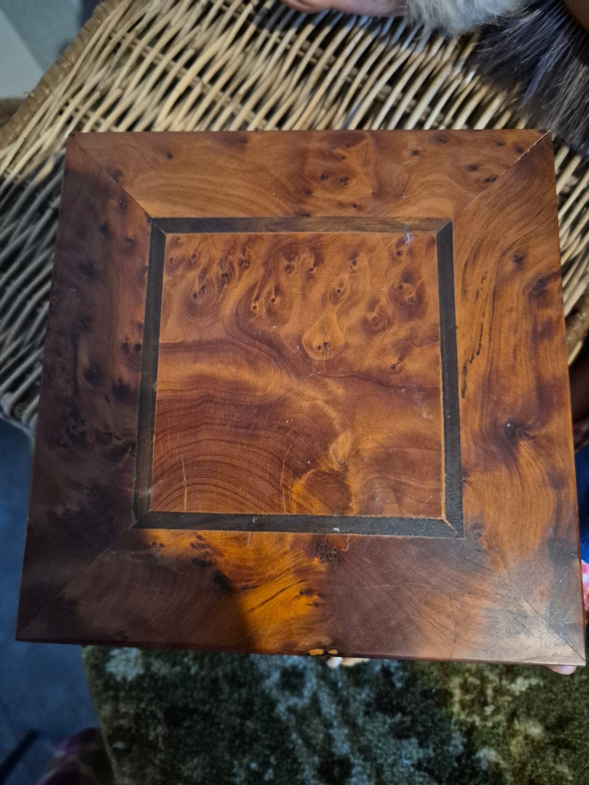 Antieke houten juwelendoos met draaibare lades, Ophalen of Verzenden