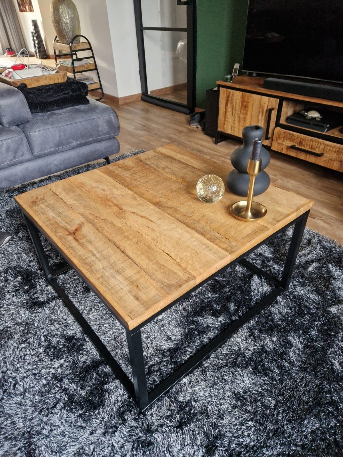Mango houten salontafel te koop., Huis en Inrichting, Tafels | Salontafels, 50 tot 100 cm, Vierkant, 50 tot 100 cm, Zo goed als nieuw