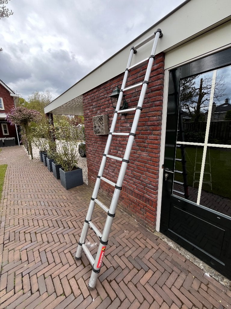 Aluminium telescopische ladder te koop, Doe-het-zelf en Verbouw, Ladders en Trappen, Ophalen, Gebruikt, Ladder, Opvouwbaar of Inschuifbaar