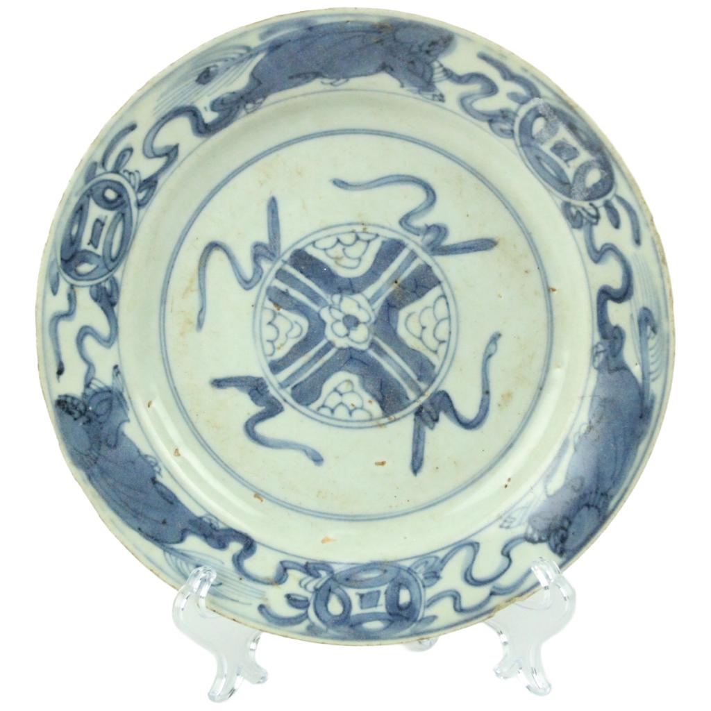 Antiek Chinees blauw-wit bord Wanli, ca. 1573–1620, Ophalen of Verzenden
