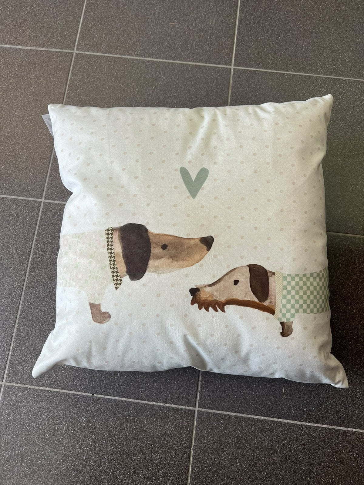 Kussen teckels, clayre & eef, Overige merken, Meerkleurig, Met print, Vierkant