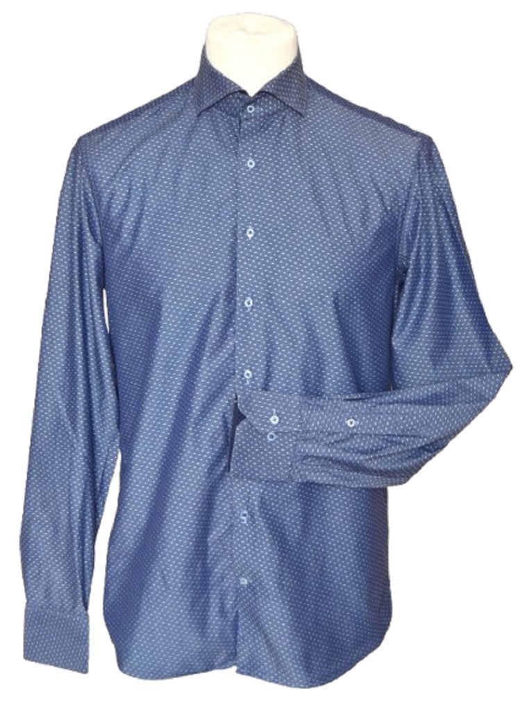 Stenströms overhemd, fitted body, motief, blauw, Mt. 40 / M, Blauw, Nieuw, Stenströms, Halswijdte 39/40 (M)