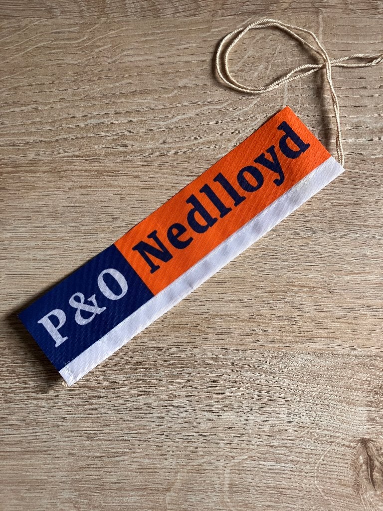 Tafel vlaggetje Nedlloyd/PNO/Kroonvag KNSM, Ophalen of Verzenden, Nieuw, Motorboot, Gebruiksvoorwerp