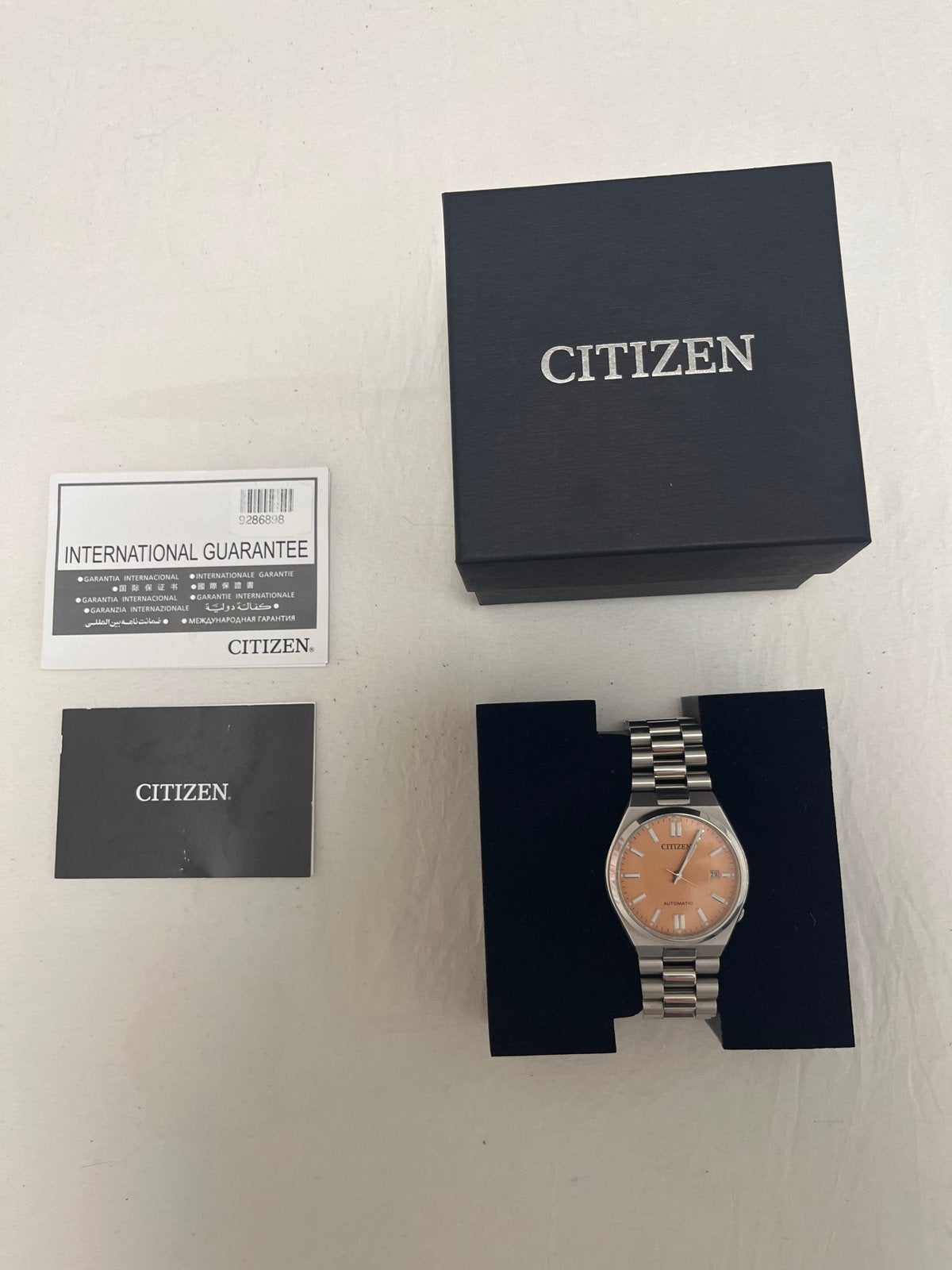 Citizen Tsuyosa Salmon - NIEUWSTAAT - Full Set + Factuur, Staal, Staal, Ophalen of Verzenden, Zo goed als nieuw