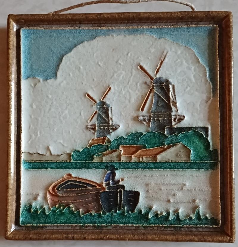 Cloisonne tegel van de porceleyne fles korenmolen, Ophalen of Verzenden