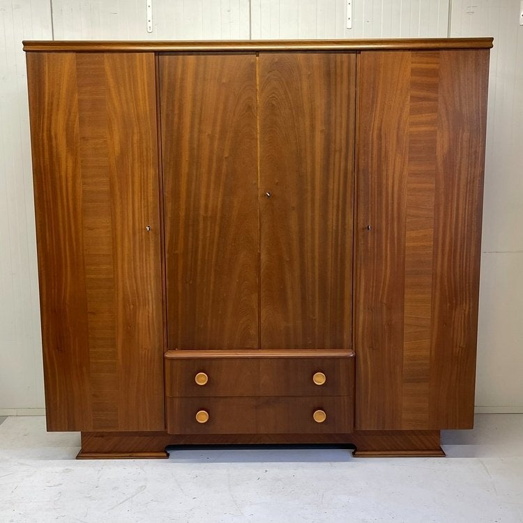 Prachtige grote Art Deco vintage kledingkast hang leg lades!, Gebruikt, Overige materialen, 150 tot 200 cm, Onbekend
