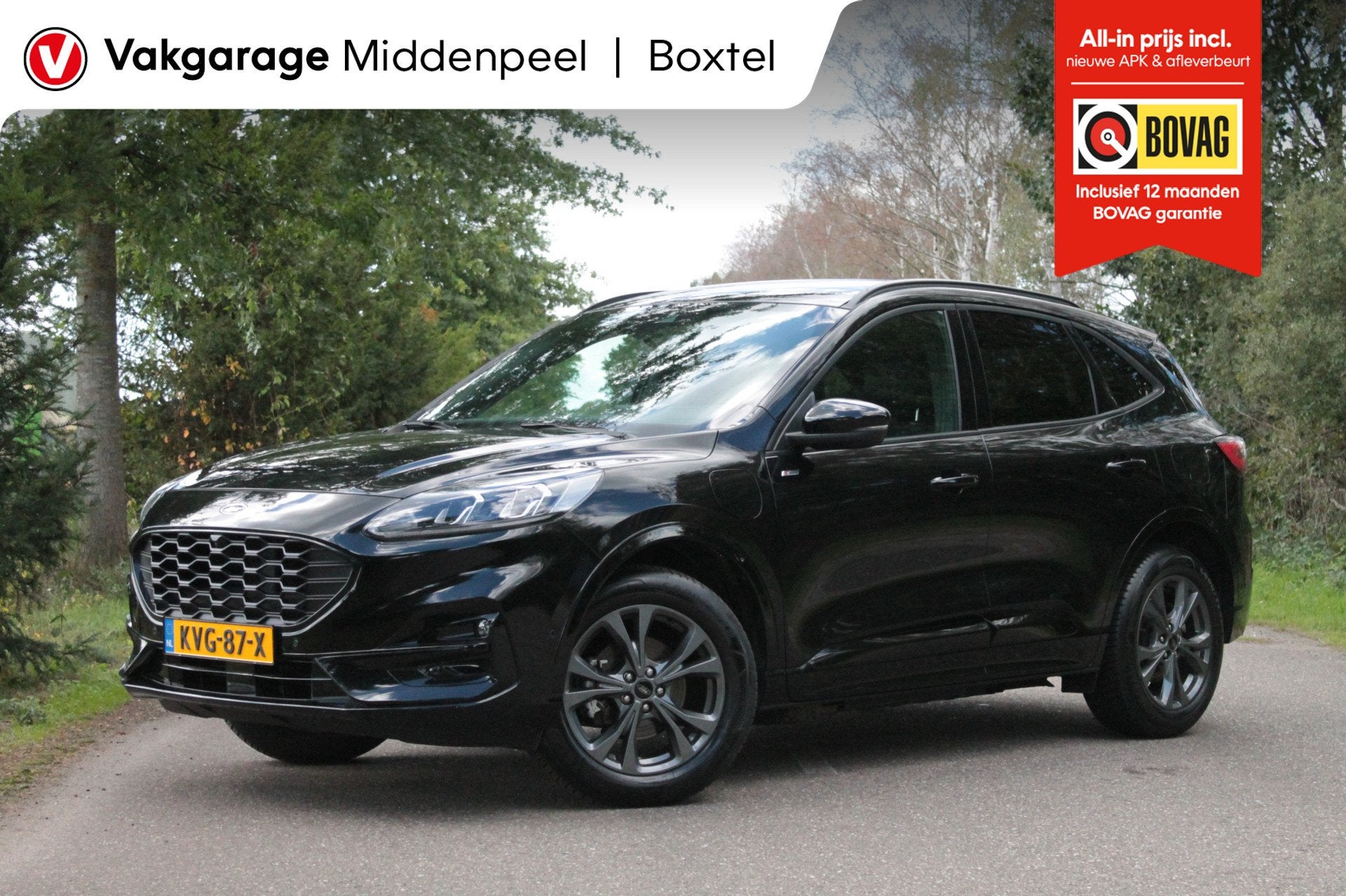 Ford Kuga 2.5 PHEV ST-Line X | HUD | Carplay (bj 2023), Auto's, Gebruikt, 4 cilinders, Leder en Stof, Zwart