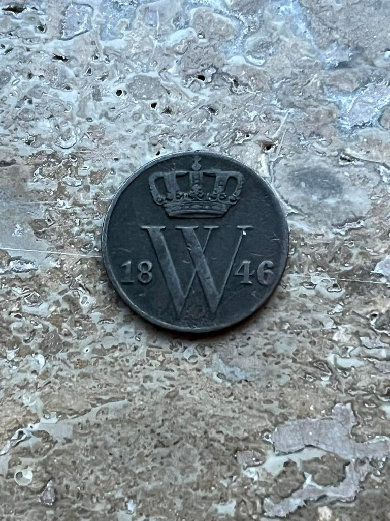 1/2 cent 1846 Willem II, mooie kwaliteit, Ophalen of Verzenden, Koning Willem I, Losse munt
