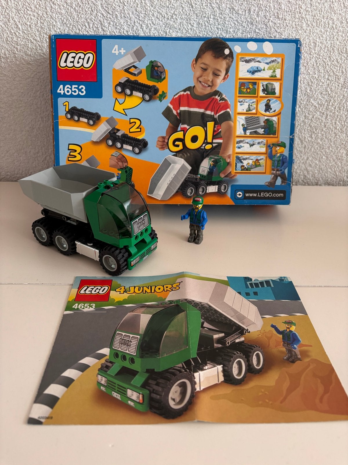 Lego Juniors 4653 Kiepwagen met figuur en handleiding, Ophalen of Verzenden, Zo goed als nieuw, Lego