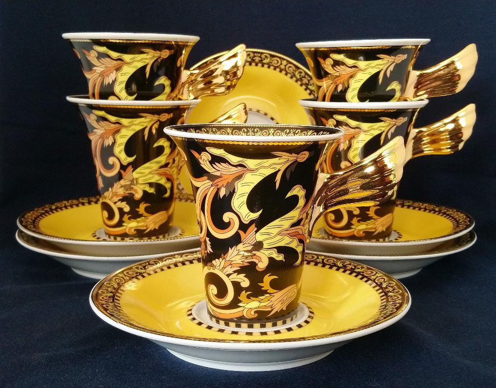 Rosenthal Versace Barocco - koffiekopjes en schotels, Ophalen of Verzenden, Zo goed als nieuw, Overige stijlen, Kop(pen) en/of Schotel(s)