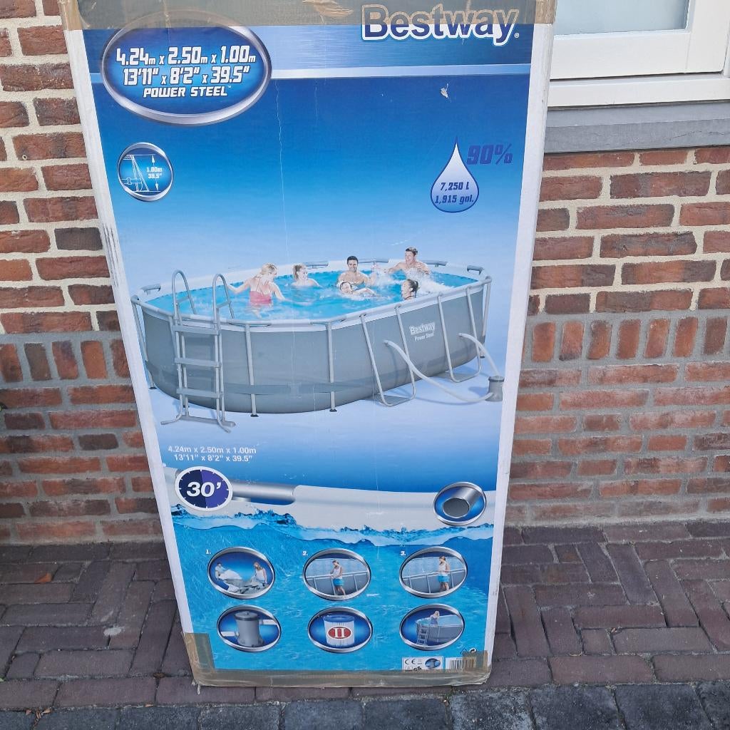 Bestway Zwembad  4.24x2.50 x 1 mtr, Tuin en Terras, Zwembaden, Ophalen, Gebruikt, 200 tot 300 cm, 80 tot 120 cm