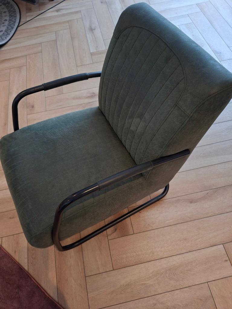 Groene stoel, Huis en Inrichting, Stoelen, Ophalen, Overige kleuren, Leer, Zo goed als nieuw