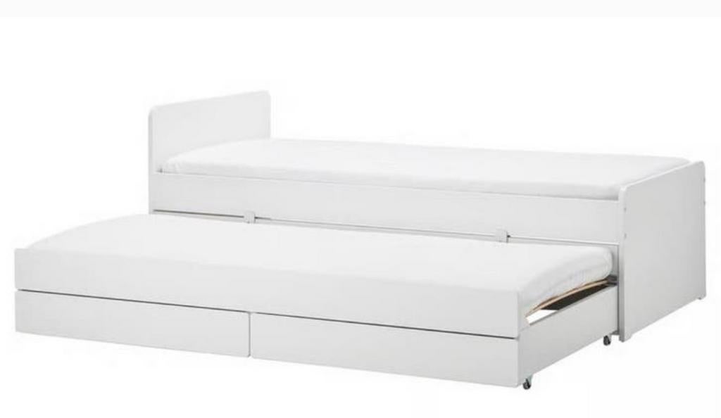 Ikea slakt eenpersoonsbed bed met onderbed, Ophalen, 90 cm, Eenpersoons, Wit