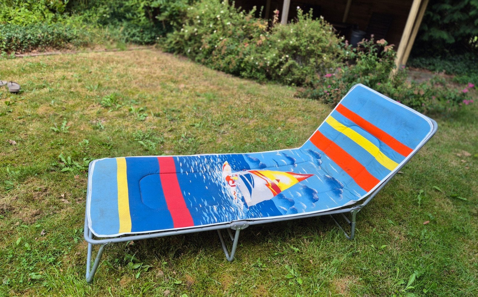 vintage ligbed met surf afbeelding, Ophalen, Gebruikt, Aluminium