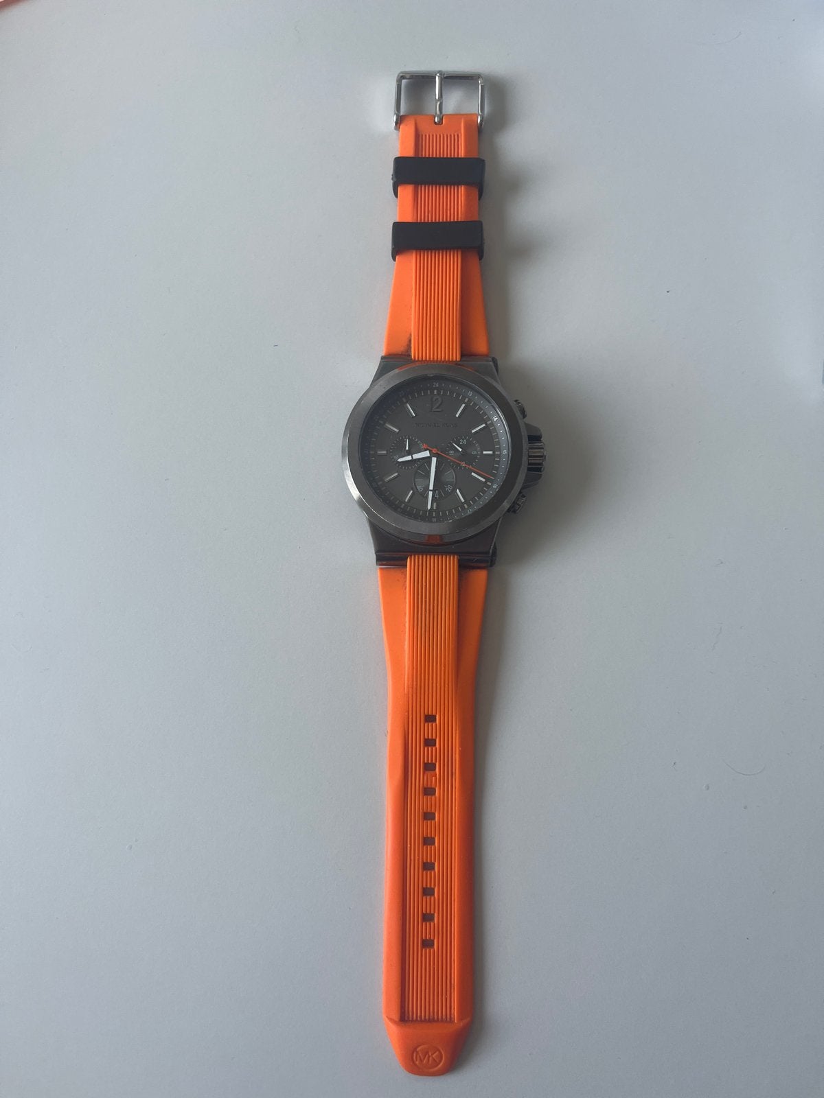 Michael Kors Horloge Oranje met Grijs, Gebruikt, Staal, Polshorloge, Kunststof