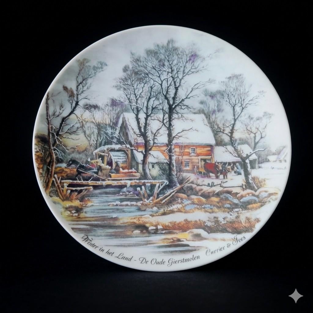 Wandbord 'Winter in het Land - De Oude Gierstmolen', Ophalen