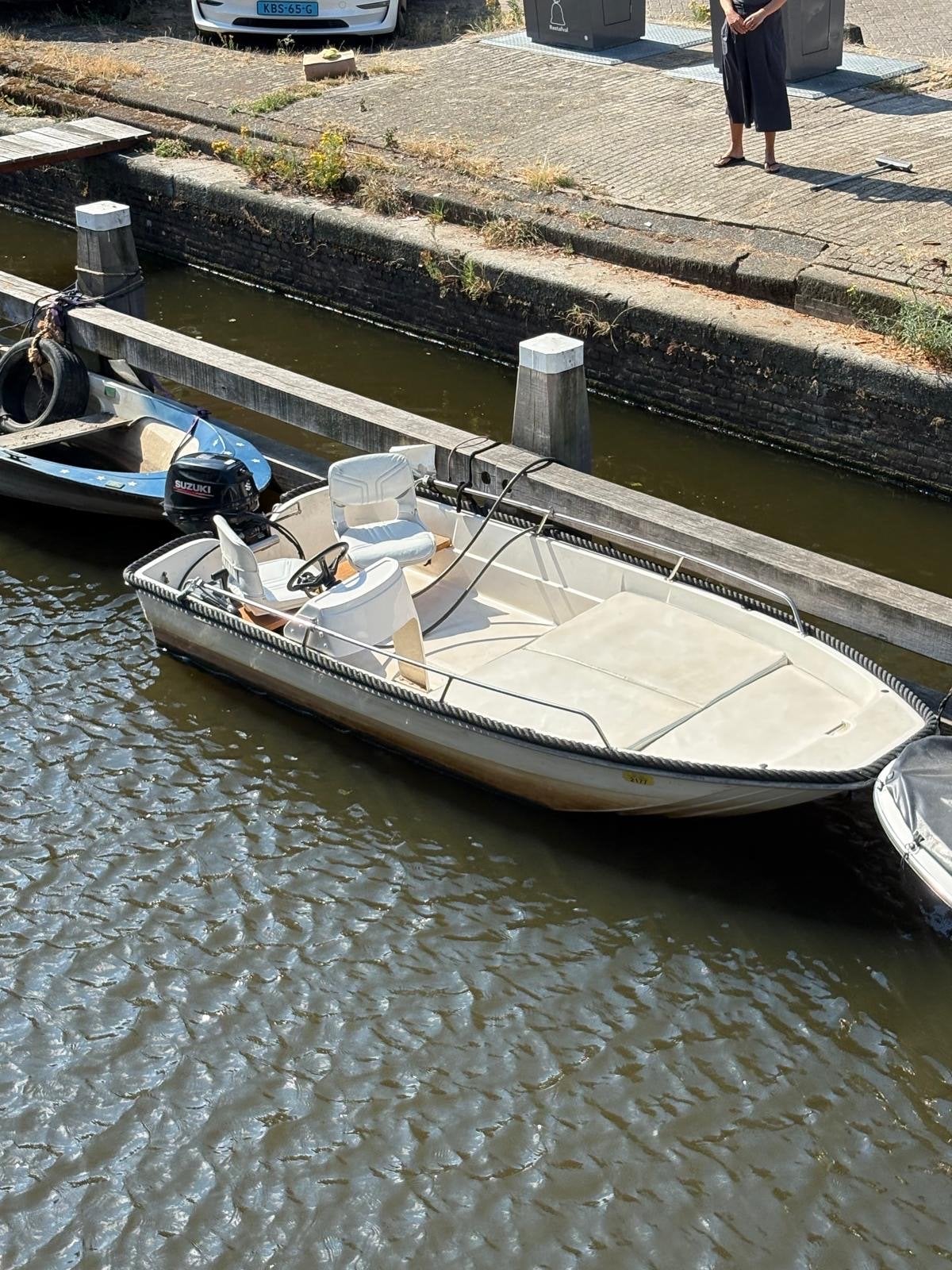 Boot met Suzuki 9.9pk motor, vaarklaar met vignet Amsterdam, Watersport en Boten, Motorboten en Motorjachten, Gebruikt, Afdekzeil