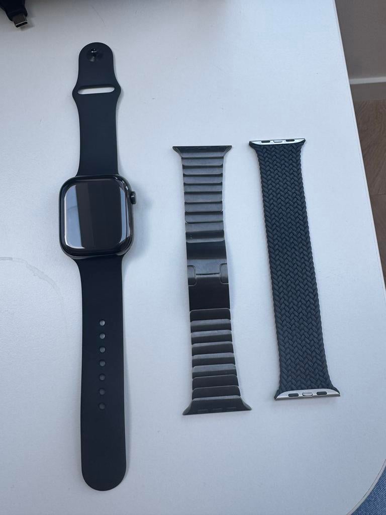 Apple Watch Series 10 GPS + Cellular 46mm Titanium + Care, Sieraden, Tassen en Uiterlijk, Smartwatches, Ophalen, Afstand, Zwart