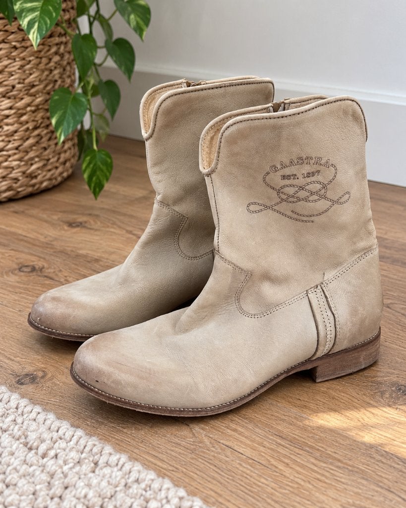 Gaastra dameslaarzen maat 42 beige/taupe stoere western look, Gaastra, Beige, Lage of Enkellaarzen, Ophalen of Verzenden