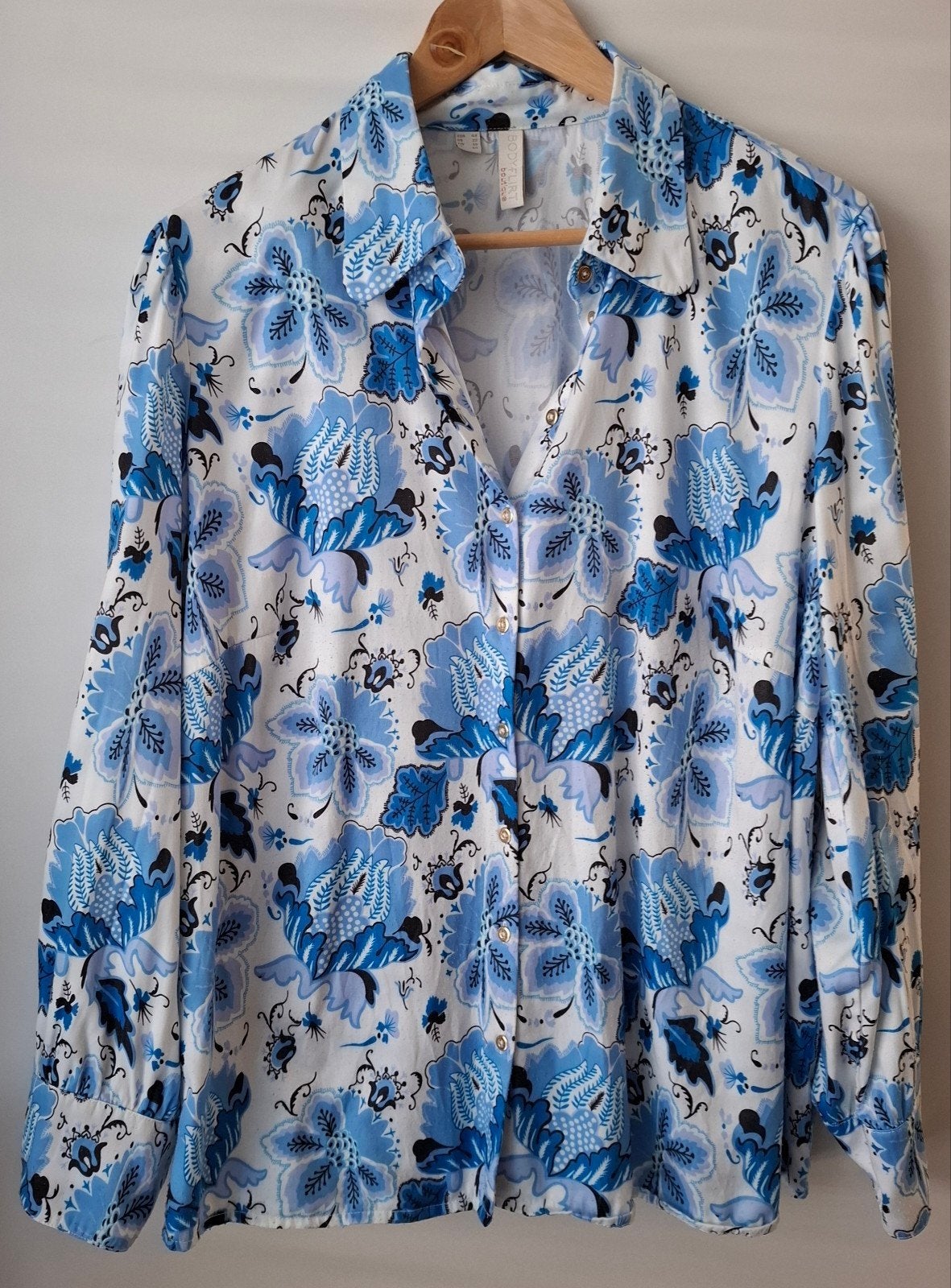Damesblouse delfts blauw mt 46, Blauw, Maat 46/48 (XL) of groter, Ophalen of Verzenden, Gedragen
