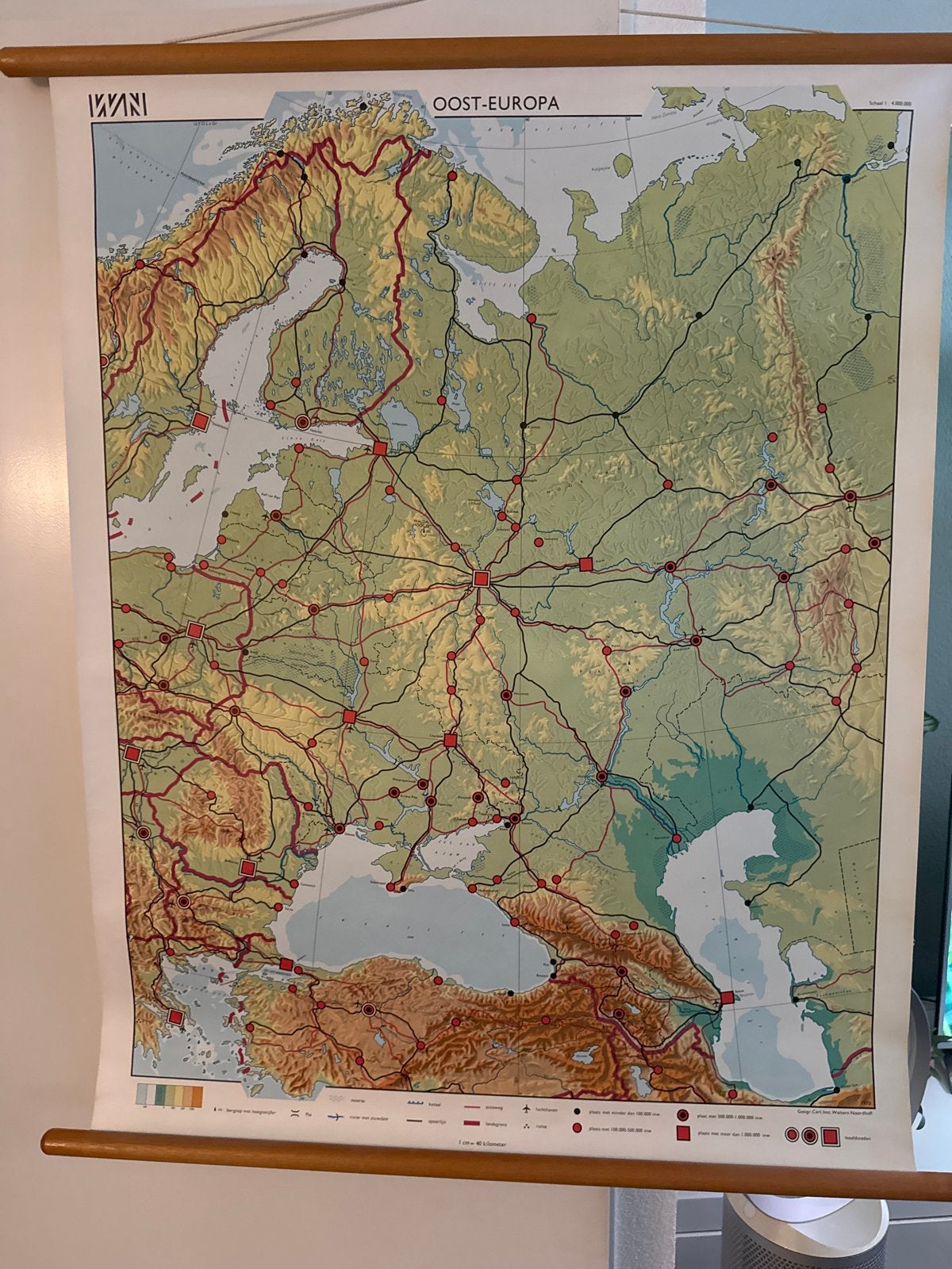 Vintage Landkaart Oost-Europa 1970 - Wolters-Noordhoff, Europa Overig, Landkaart, 1800 tot 2000, Ophalen