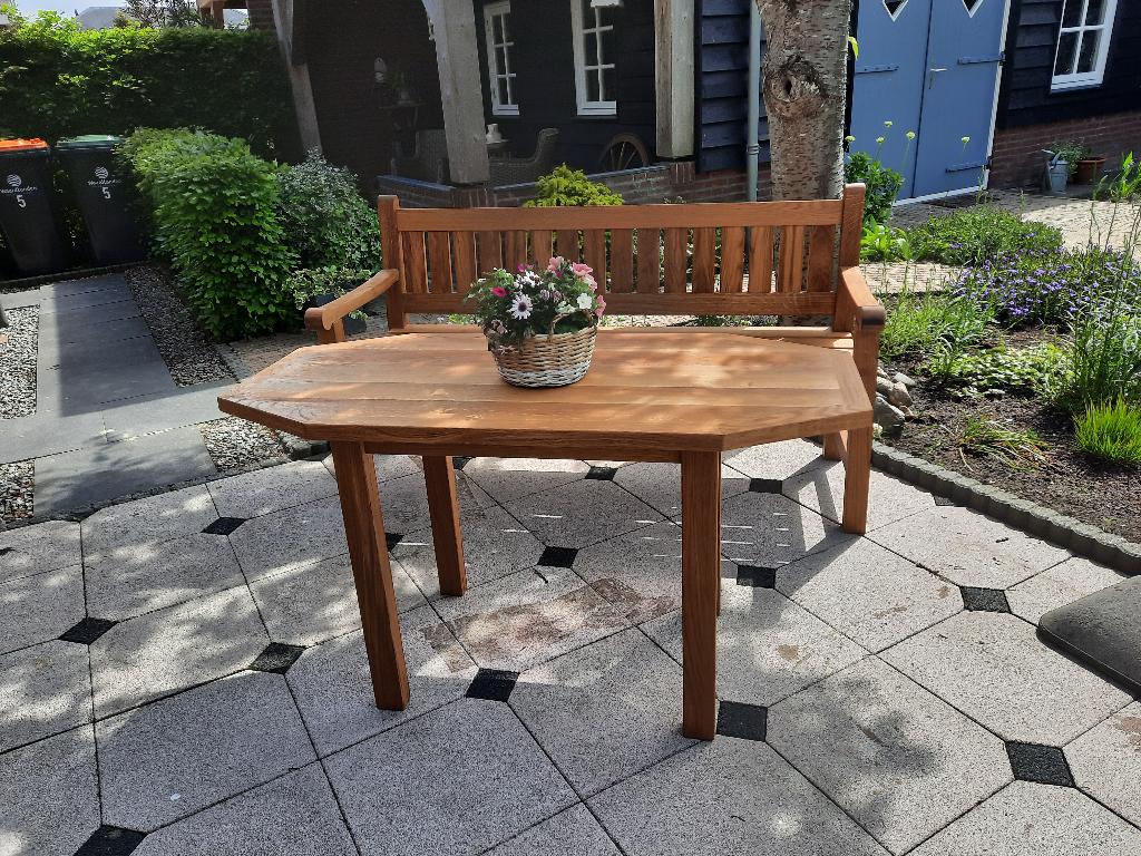 tuinbank met tafel, Ophalen, Nieuw, Hout