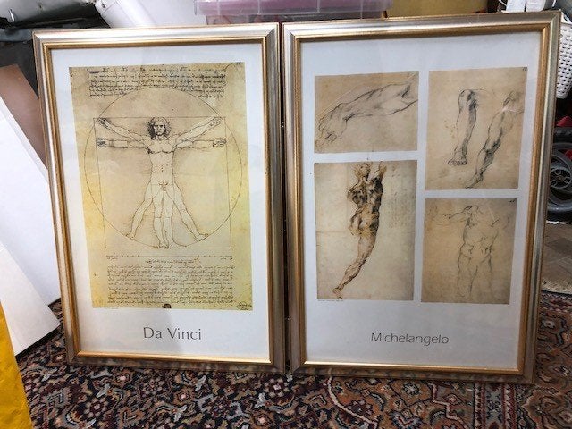 2x schilderij in mooie lijst da vinci en miche langelo 60x45, Ophalen, Minder dan 50 cm, Minder dan 50 cm, Print