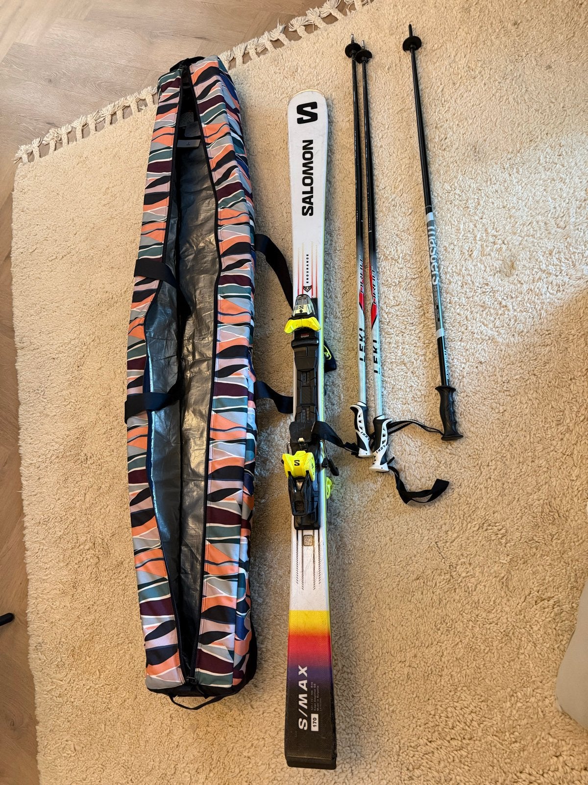 Salomon S/Max 170 ski's met Leki stokken en Dakine tas, Ophalen, 160 tot 180 cm, Gebruikt, Salomon