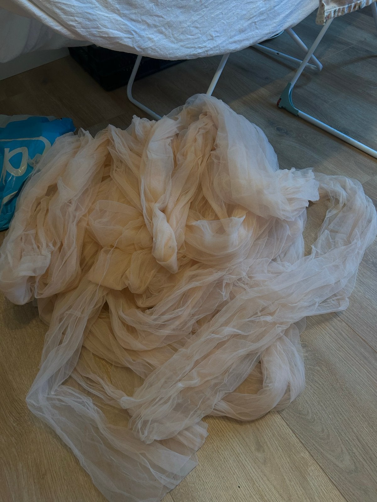 6x Oude Roze Tule Stof - ca. 6,5 meter per stuk, Overige materialen, Gebruikt, 200 cm of meer, Ophalen of Verzenden