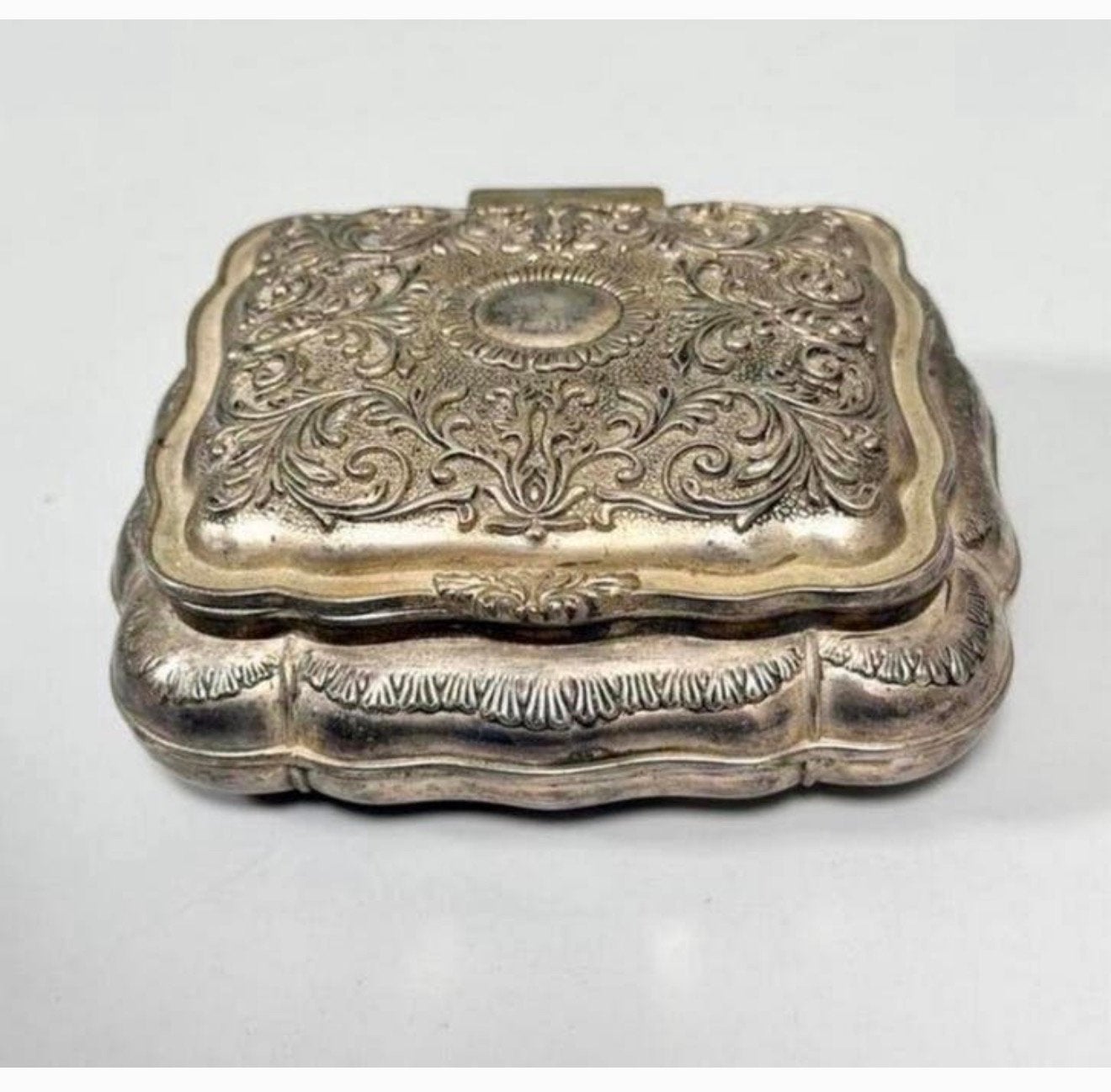 Silver Plated Vintage Jewelry Box Red velvet sieradendoos, Ophalen of Verzenden