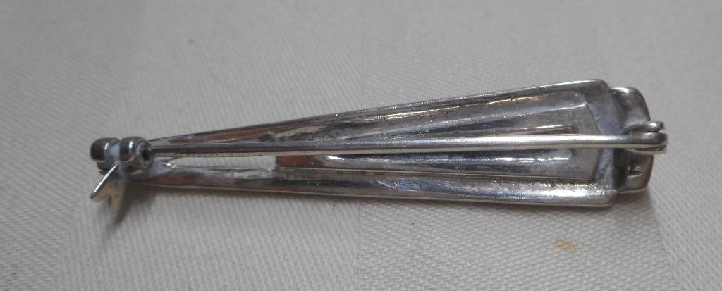 Zilveren antieke broche met onyx en markasiet nr.1742, Verzenden, Zilver, Broche