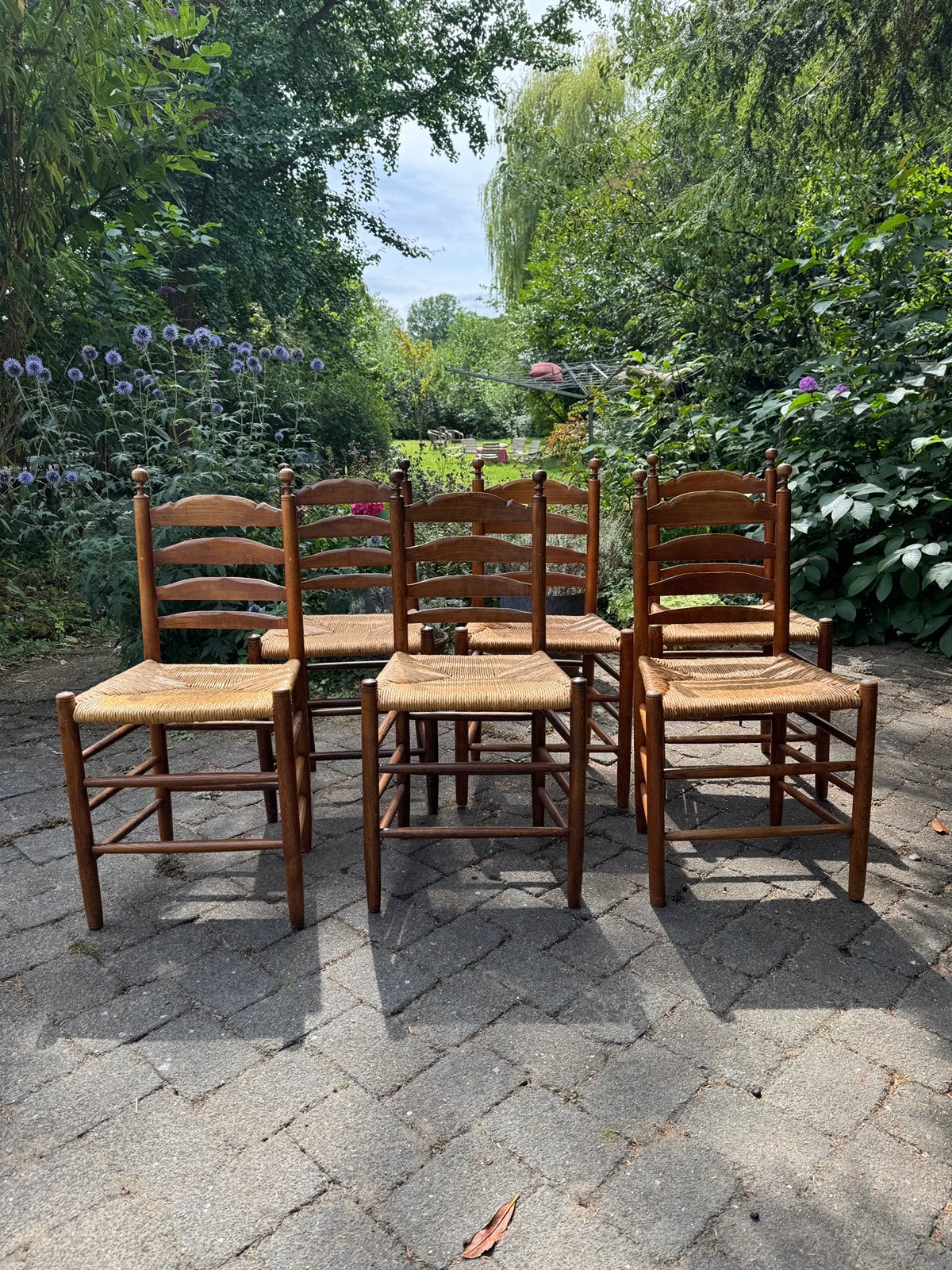 6 oude houten stoelen eetkamerstoelen antiek, Ophalen