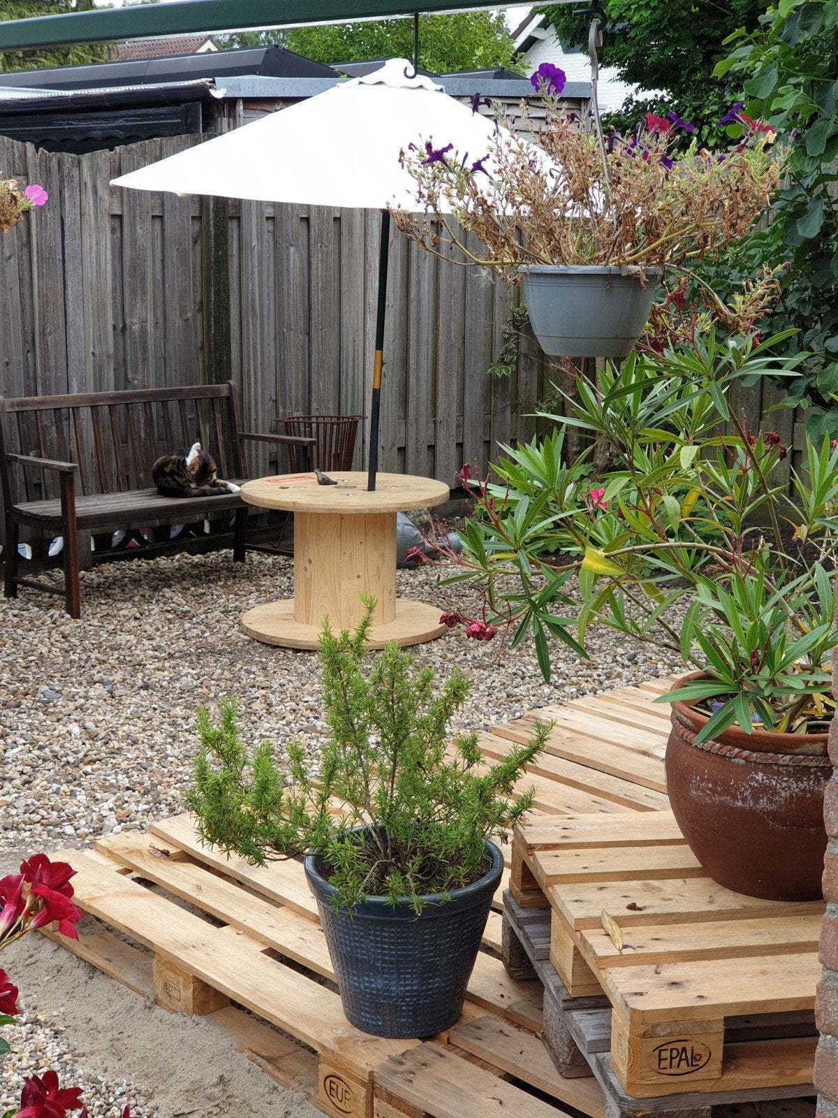 Industriële houten haspel, Tuin en Terras, Schuttingen, Ophalen, Minder dan 3 meter, Hout, 1 tot 2 meter