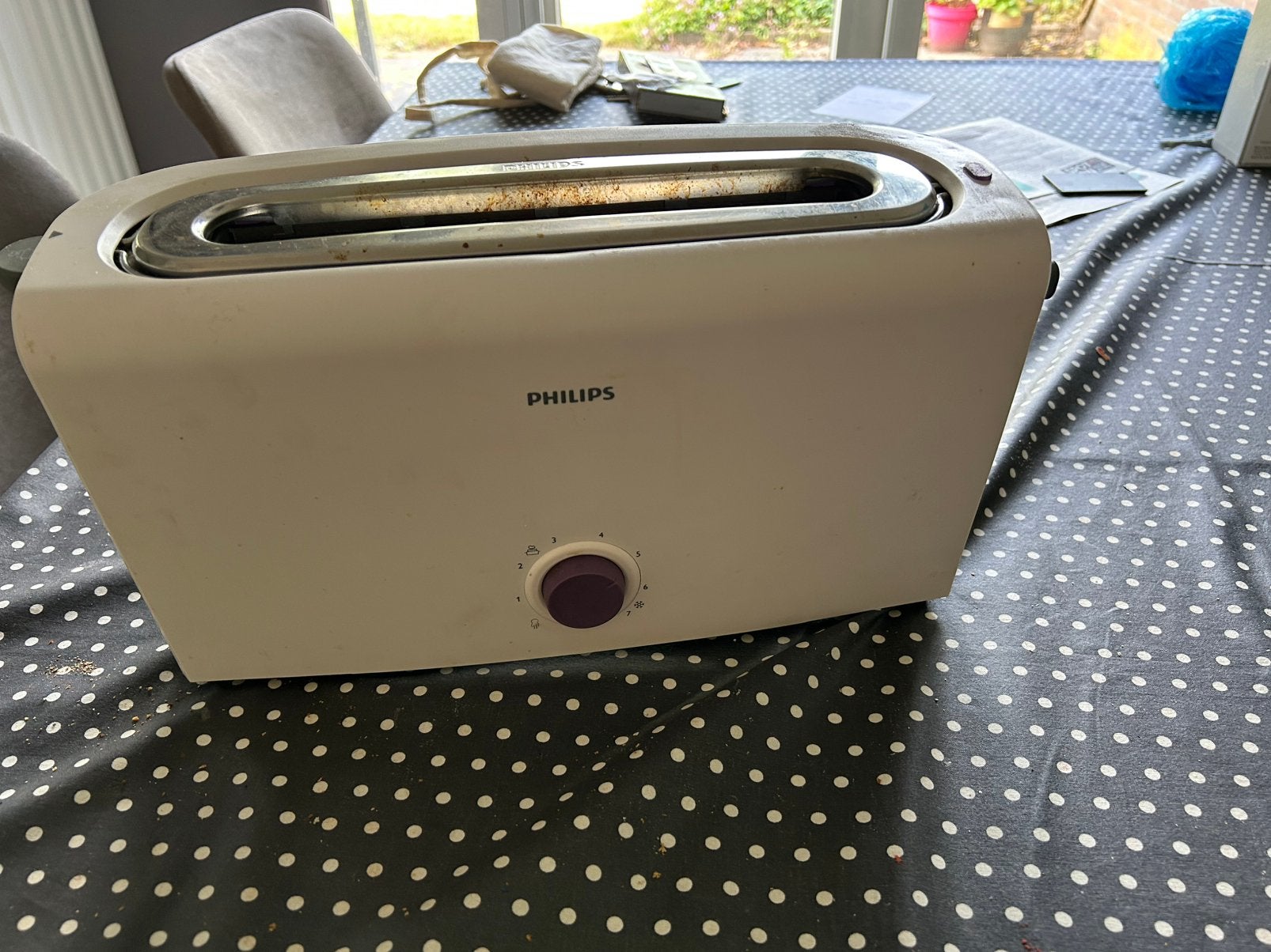 Philips broodrooster - Wit/Paars, Witgoed en Apparatuur, Broodroosters, Gebruikt, Ophalen of Verzenden