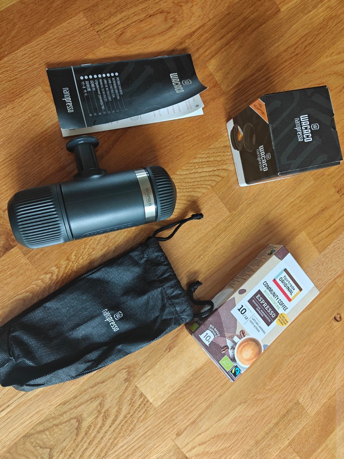 Wacaco Nanopresso met NS Adapter - Espresso on the go, Ophalen of Verzenden, Zo goed als nieuw, Espresso apparaat