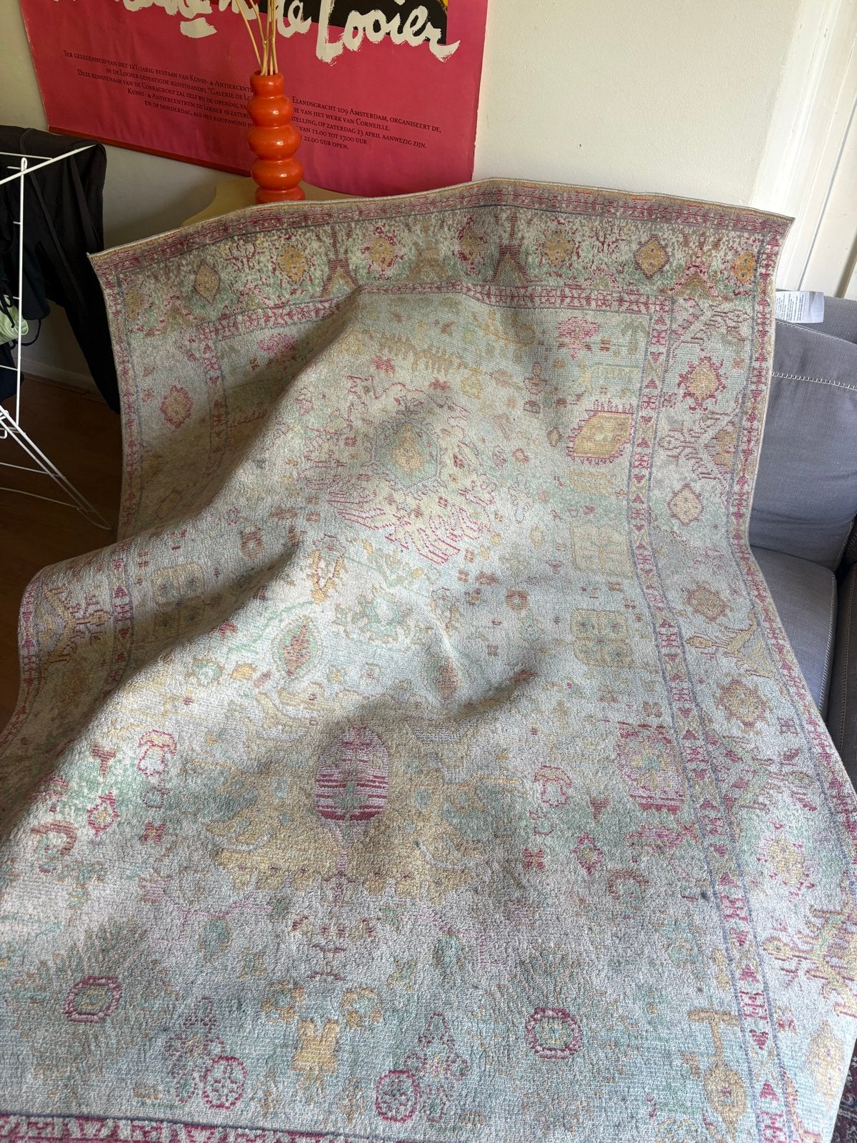 Perzisch Vloerkleed - 140x200 cm - Multicolour, Ophalen, Gebruikt, 100 tot 150 cm, Beige