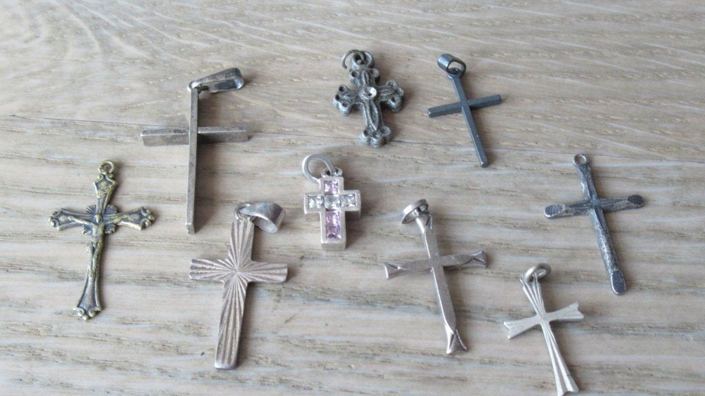 Zilveren antieke kruisjes  9 stuks / bodemvondst, Ophalen of Verzenden, Zilver