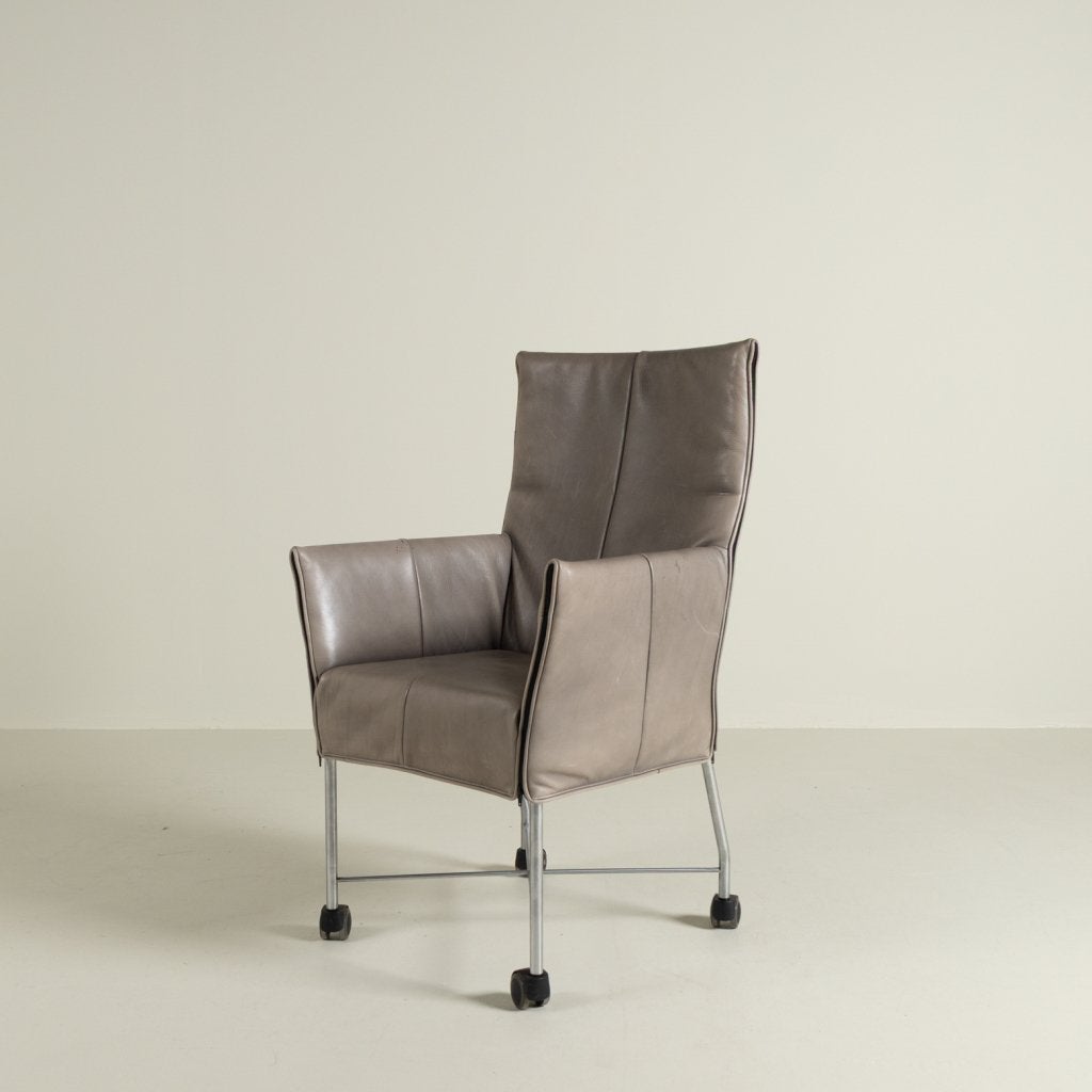 Montis Chaplin Stoel Taupe Leer - Aluminium (Op Wielen), Niet ingevuld, Gebruikt, Niet ingevuld, Niet ingevuld