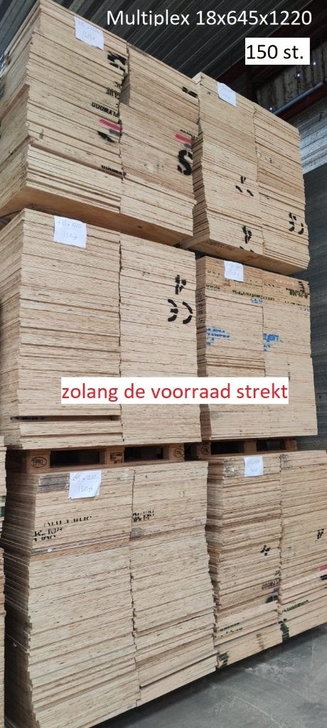 Multiplex platen 18mm 645x1220mm restplaat, Ophalen, Nieuw, Multiplex, 50 tot 100 mm