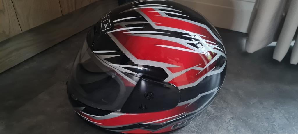 HJC Motorhelm Zwart/Rood Maat XL, Motoren, Ophalen of Verzenden