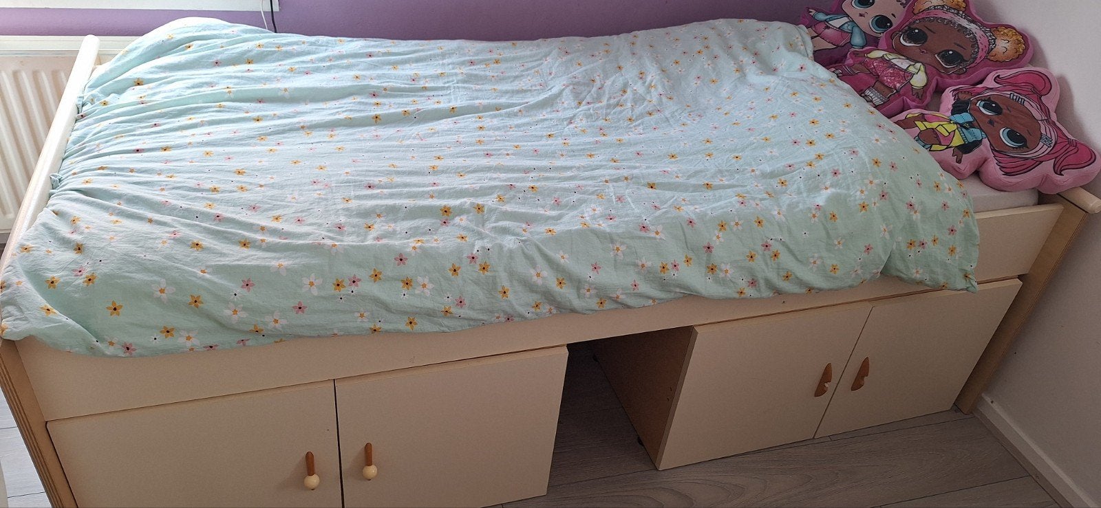 Bed met lattenbodem en 2 kastjes, Huis en Inrichting, Ophalen, Gebruikt, 90 cm, Eenpersoons
