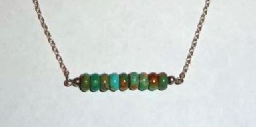 Ketting Turkoois Zilver 925 Turkoois Bar, Nieuw, Met edelsteen, Zilver, Verzenden