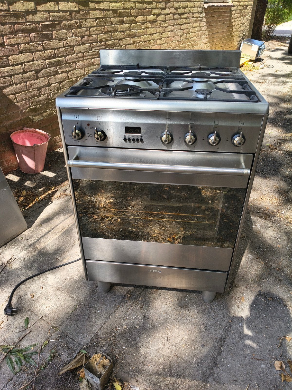 Smeg fornuis wokbrander Bosch afzuigkap en magnetron, Ophalen, Gebruikt, Magnetron, 4 kookzones