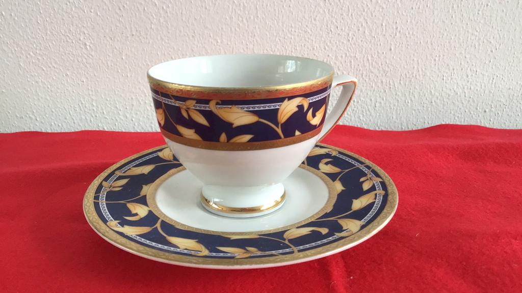 Heinrich Winterling kop en schotel, blauw met goud, Antiek en Kunst, Ophalen of Verzenden
