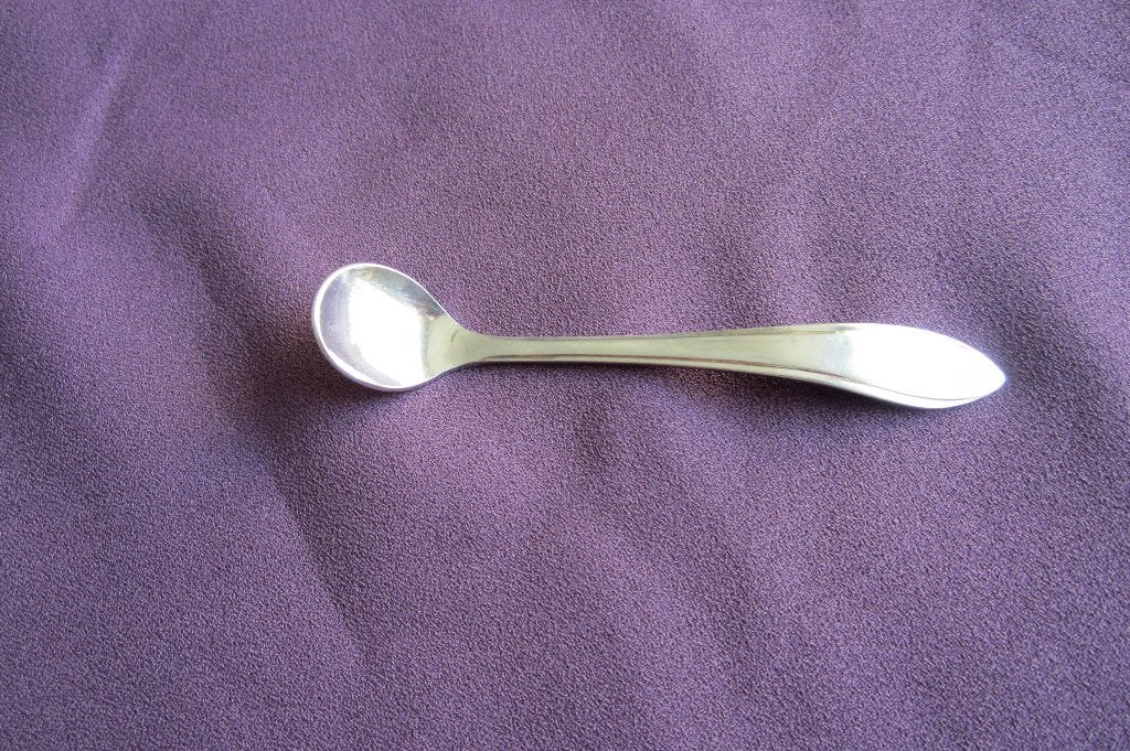 Mosterdschepje/kruidenlepeltje 10cm Gero Zilmeta 718, Gebruikt, Gero, Los bestek, Ophalen of Verzenden